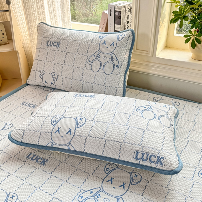 91家纺网 家纺一手货源 找家纺 爱屋及屋 2026新款冰豆豆提花凉席 天蓝