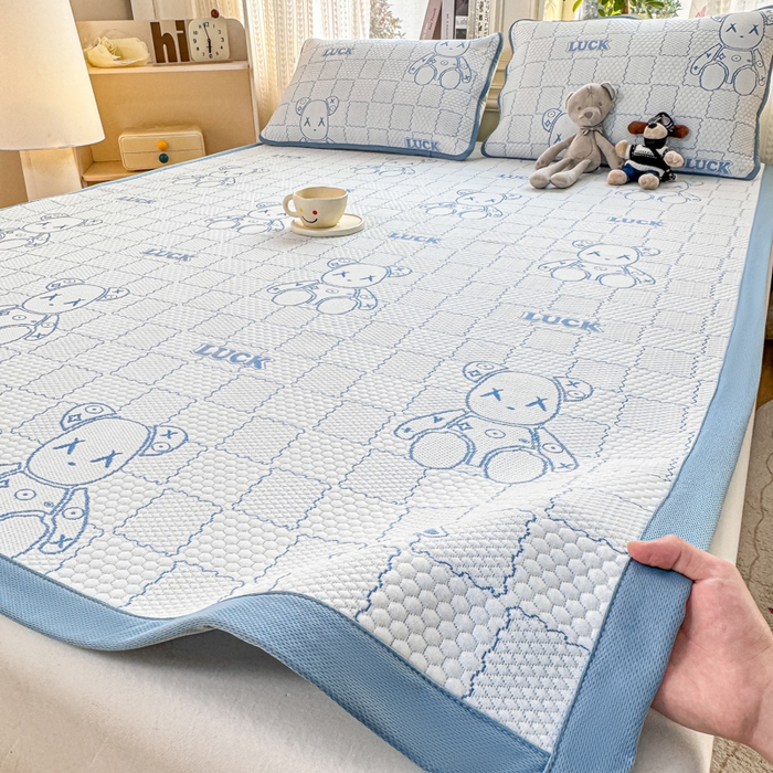 91家纺网 家纺一手货源 找家纺 爱屋及屋 2026新款冰豆豆提花凉席 天蓝