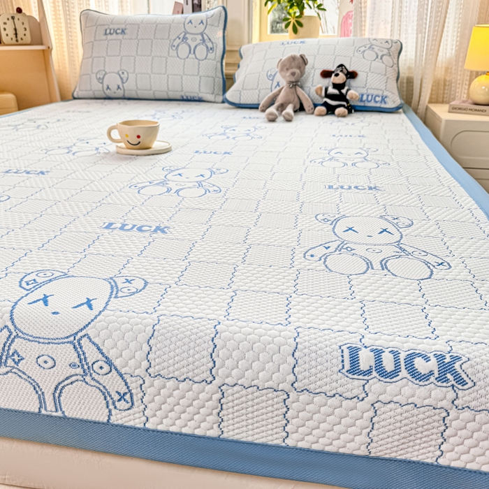 91家纺网 家纺一手货源 找家纺 爱屋及屋 2026新款冰豆豆提花凉席 天蓝