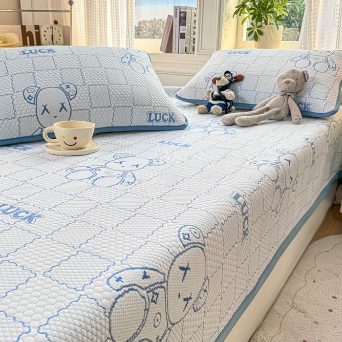 91家纺网 家纺一手货源 找家纺 爱屋及屋 2026新款冰豆豆提花凉席 天蓝