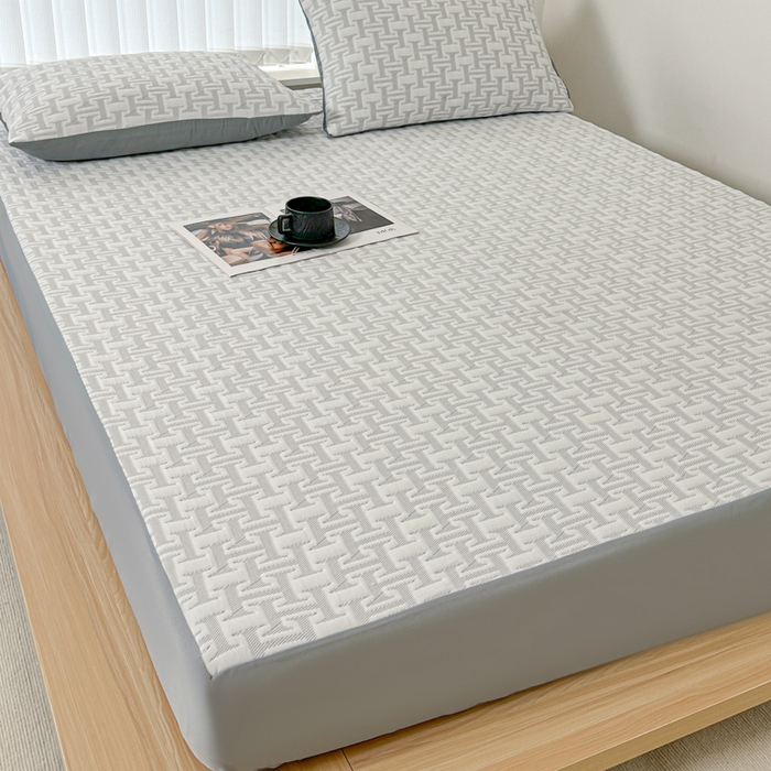 91家纺网 家纺一手货源 找家纺 柏薇 2026新款A类三层纱夹棉床笠 三层纱床笠-问夏