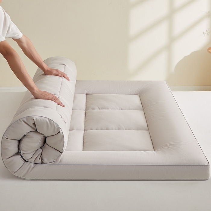 91家纺网 家纺一手货源 找家纺 蓝冰家纺2024新款A类泡泡纱提花绗缝活性印染羽丝棉床笠床垫款 灰