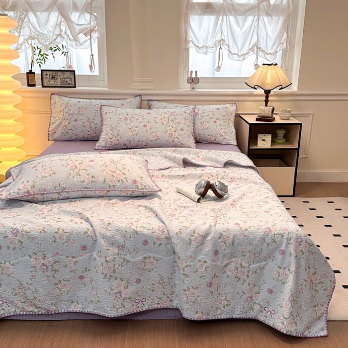 91家纺网 家纺一手货源 找家纺 （总）诺梵 2026新款高克重泡芙纱夏凉被四件套单夏被