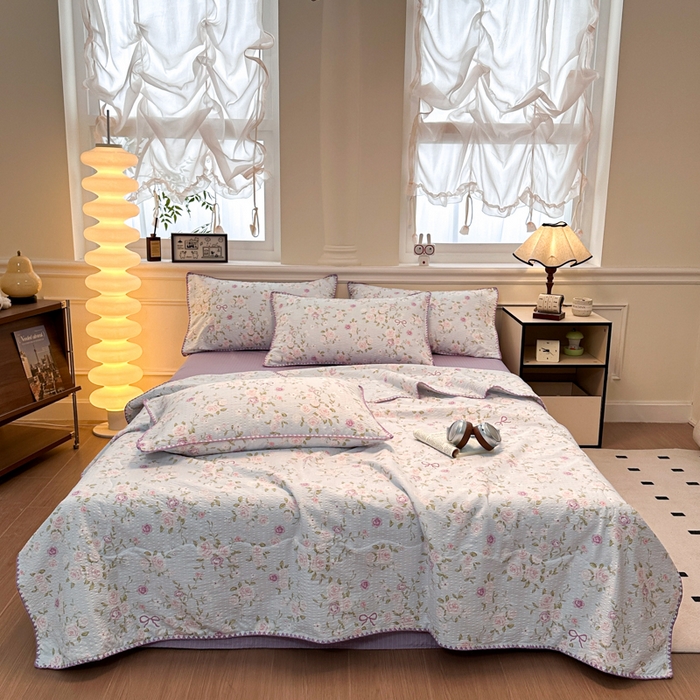 91家纺网 家纺一手货源 找家纺 （总）诺梵 2026新款高克重泡芙纱夏凉被四件套单夏被