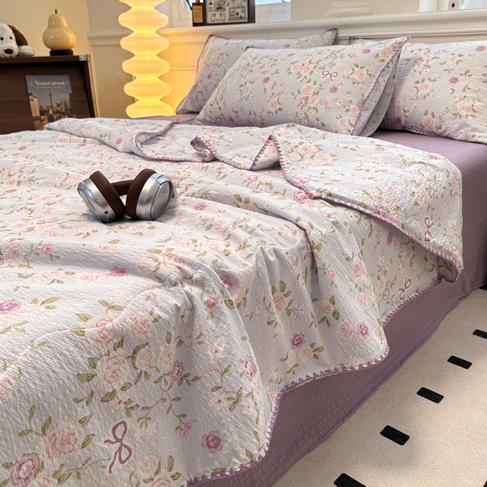 91家纺网 家纺一手货源 找家纺 （总）诺梵 2026新款高克重泡芙纱夏凉被四件套单夏被