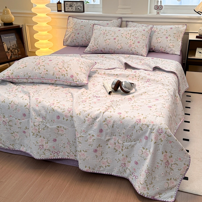 91家纺网 家纺一手货源 找家纺 （总）诺梵 2026新款高克重泡芙纱夏凉被四件套单夏被