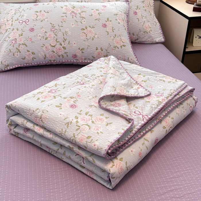 91家纺网 家纺一手货源 找家纺 （总）诺梵 2026新款高克重泡芙纱夏凉被四件套单夏被