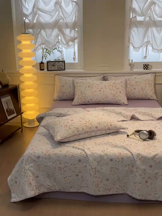 91家纺网 家纺一手货源 找家纺 （总）诺梵 2026新款高克重泡芙纱夏凉被四件套单夏被