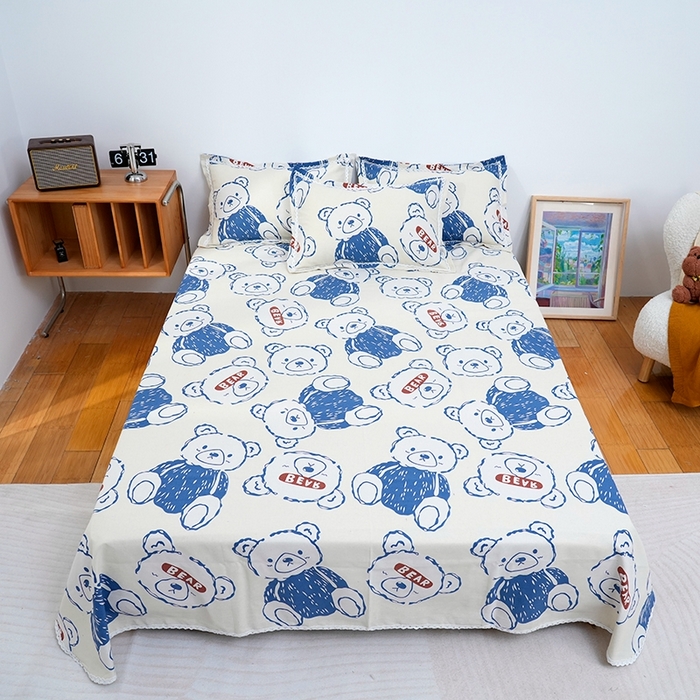 91家纺网 家纺一手货源 找家纺 （总）仟网汇 2026新款老粗布蕾丝花边凉席席子三件套（无纺布手提包装）