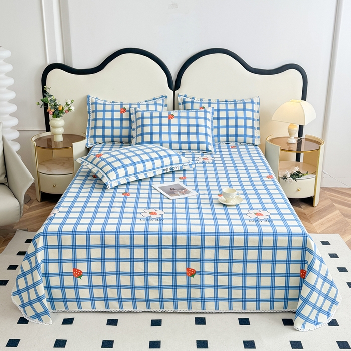 91家纺网 家纺一手货源 找家纺 （总）仟网汇 2026新款老粗布蕾丝花边凉席席子三件套（无纺布手提包装）