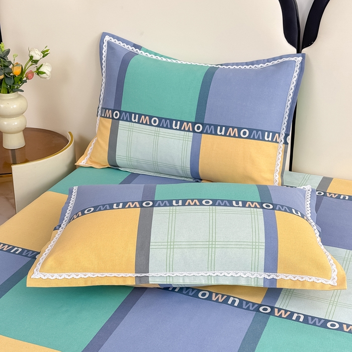 91家纺网 家纺一手货源 找家纺 仟网汇 2026新款老粗布蕾丝花边凉席席子三件套（无纺布手提包装） 英伦