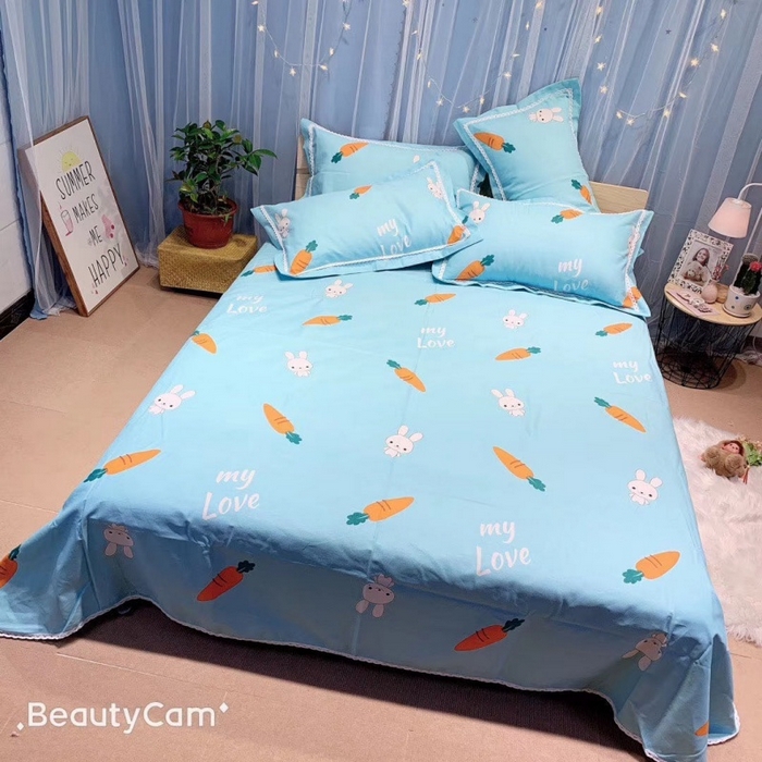 91家纺网 家纺一手货源 找家纺 仟网汇 2026新款老粗布蕾丝花边凉席席子三件套（无纺布手提包装） 胡萝卜蓝