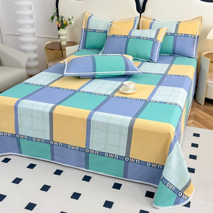 91家纺网 家纺一手货源 找家纺 仟网汇 2026新款老粗布蕾丝花边凉席席子三件套（无纺布手提包装） 英伦