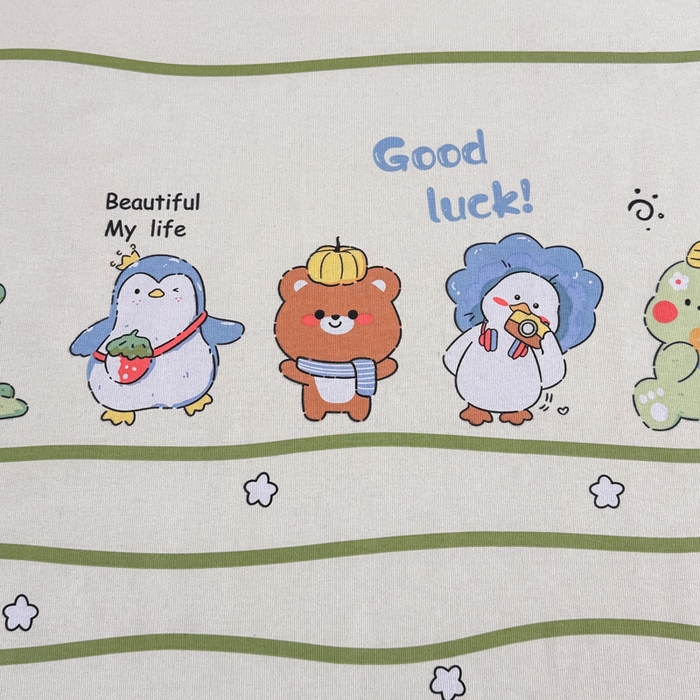 91家纺网 家纺一手货源 找家纺 仟网汇 2026新款老粗布蕾丝花边凉席席子三件套（无纺布手提包装） 动物园