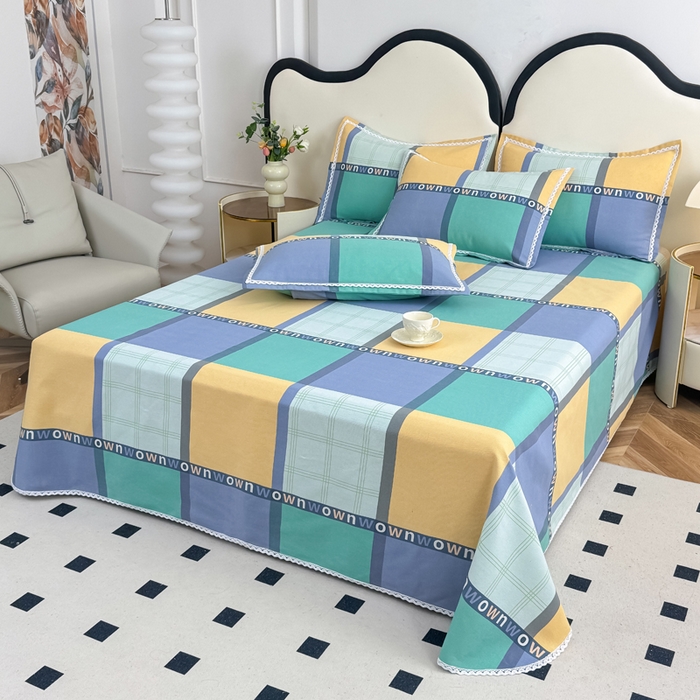 91家纺网 家纺一手货源 找家纺 仟网汇 2026新款老粗布蕾丝花边凉席席子三件套（无纺布手提包装） 英伦