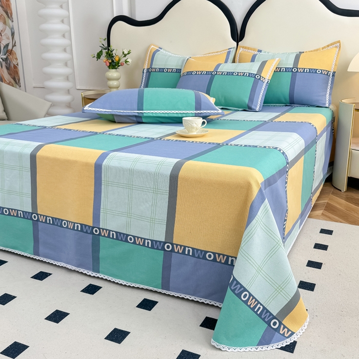 91家纺网 家纺一手货源 找家纺 仟网汇 2026新款老粗布蕾丝花边凉席席子三件套（无纺布手提包装） 英伦