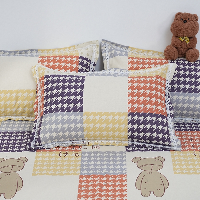 91家纺网 家纺一手货源 找家纺 仟网汇 2026新款老粗布蕾丝花边凉席席子三件套（无纺布手提包装） 向往熊