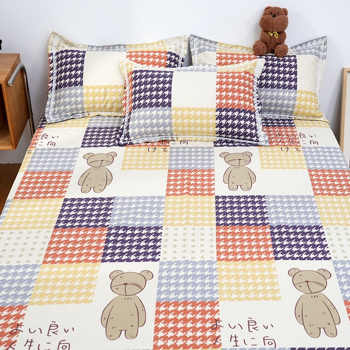 91家纺网 家纺一手货源 找家纺 仟网汇 2026新款老粗布蕾丝花边凉席席子三件套（无纺布手提包装） 向往熊