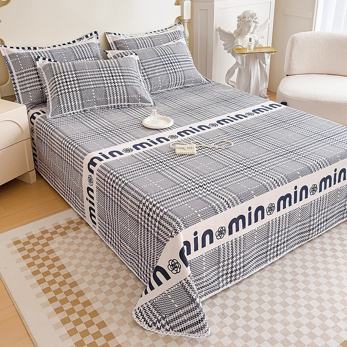 91家纺网 家纺一手货源 找家纺 仟网汇 2026新款老粗布蕾丝花边凉席席子三件套（无纺布手提包装） 山茶花