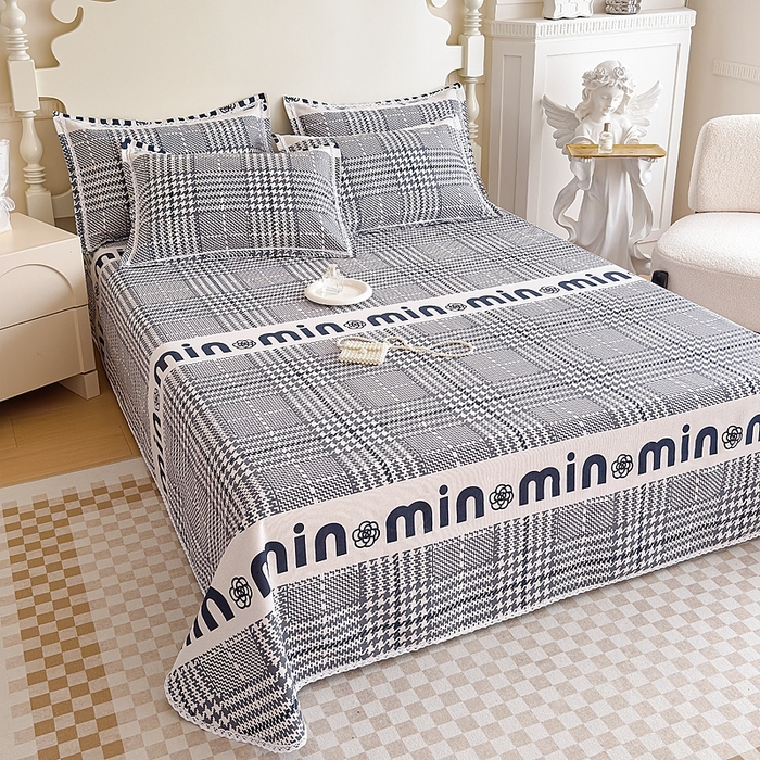 91家纺网 家纺一手货源 找家纺 仟网汇 2026新款老粗布蕾丝花边凉席席子三件套（无纺布手提包装） 山茶花