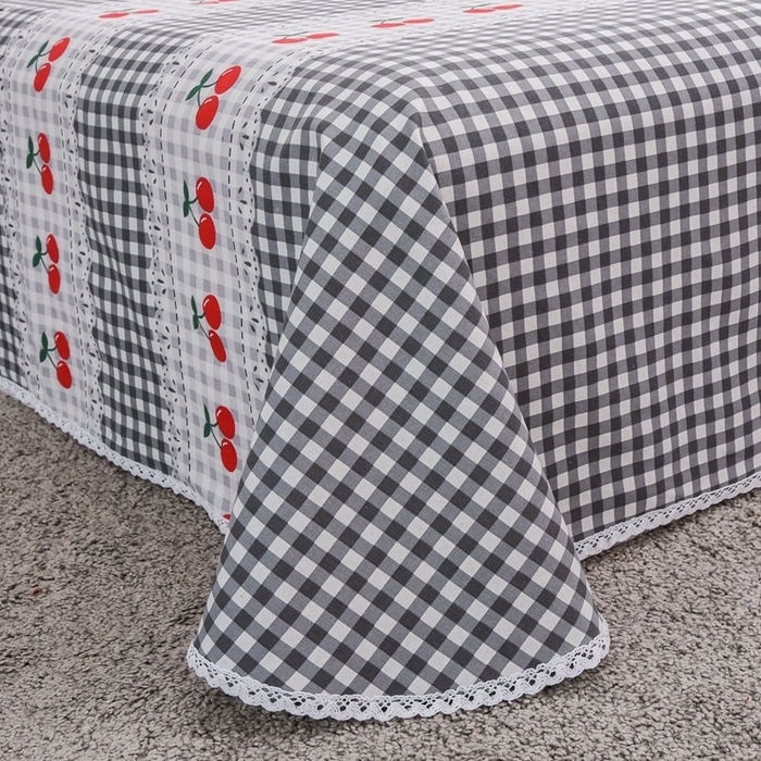 91家纺网 家纺一手货源 找家纺 仟网汇 2026新款老粗布蕾丝花边凉席席子三件套（无纺布手提包装） 樱桃