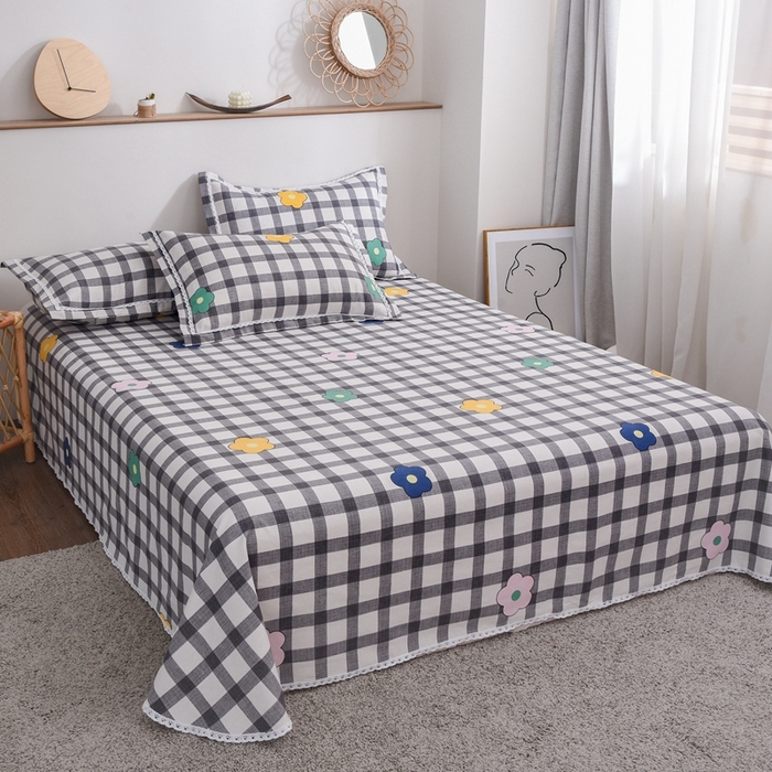 91家纺网 家纺一手货源 找家纺 仟网汇 2026新款老粗布蕾丝花边凉席席子三件套（无纺布手提包装） 幽香