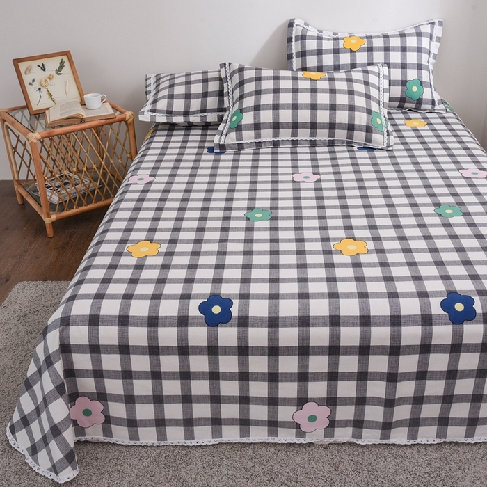 91家纺网 家纺一手货源 找家纺 仟网汇 2026新款老粗布蕾丝花边凉席席子三件套（无纺布手提包装） 幽香