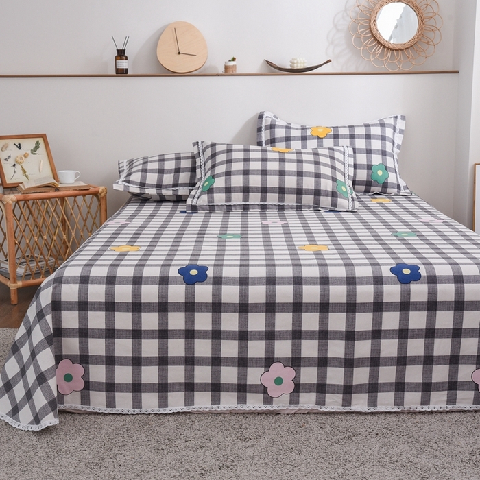 91家纺网 家纺一手货源 找家纺 仟网汇 2026新款老粗布蕾丝花边凉席席子三件套（无纺布手提包装） 幽香