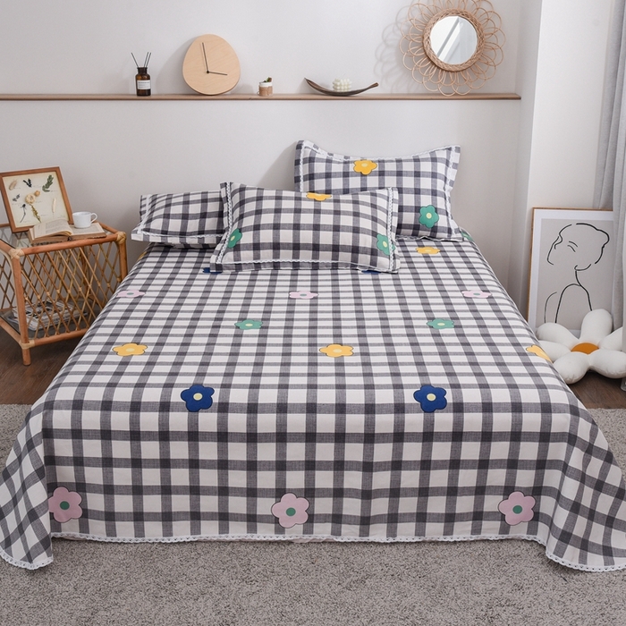 91家纺网 家纺一手货源 找家纺 仟网汇 2026新款老粗布蕾丝花边凉席席子三件套（无纺布手提包装） 幽香