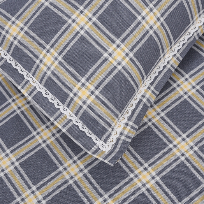 91家纺网 家纺一手货源 找家纺 仟网汇 2026新款老粗布蕾丝花边凉席席子三件套（无纺布手提包装） 萌熊-灰格