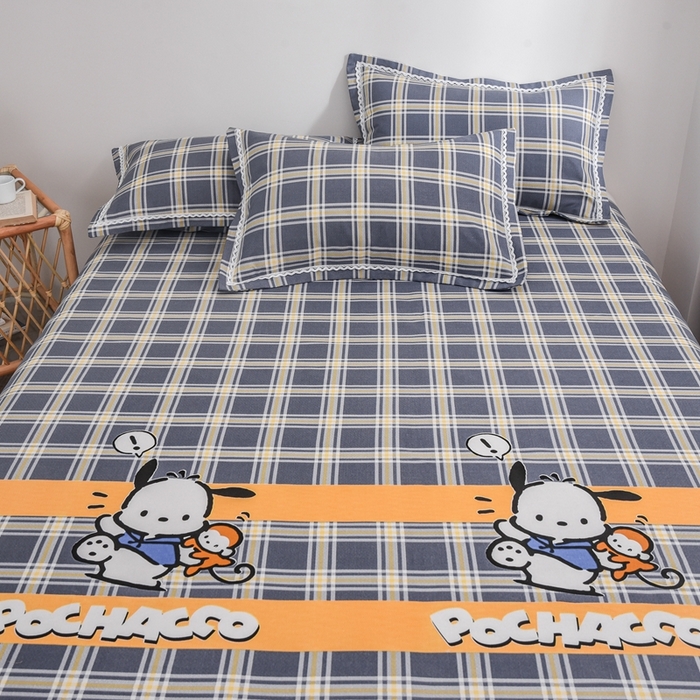 91家纺网 家纺一手货源 找家纺 仟网汇 2026新款老粗布蕾丝花边凉席席子三件套（无纺布手提包装） 萌熊-灰格