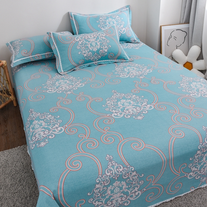 91家纺网 家纺一手货源 找家纺 仟网汇 2026新款老粗布蕾丝花边凉席席子三件套（无纺布手提包装） 欧式花