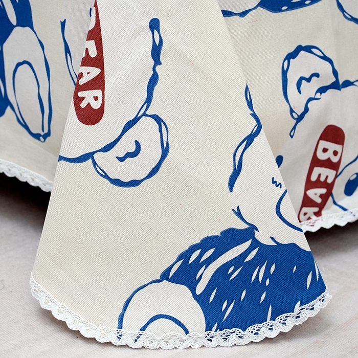 91家纺网 家纺一手货源 找家纺 仟网汇 2026新款老粗布蕾丝花边凉席席子三件套（无纺布手提包装） 泰迪熊