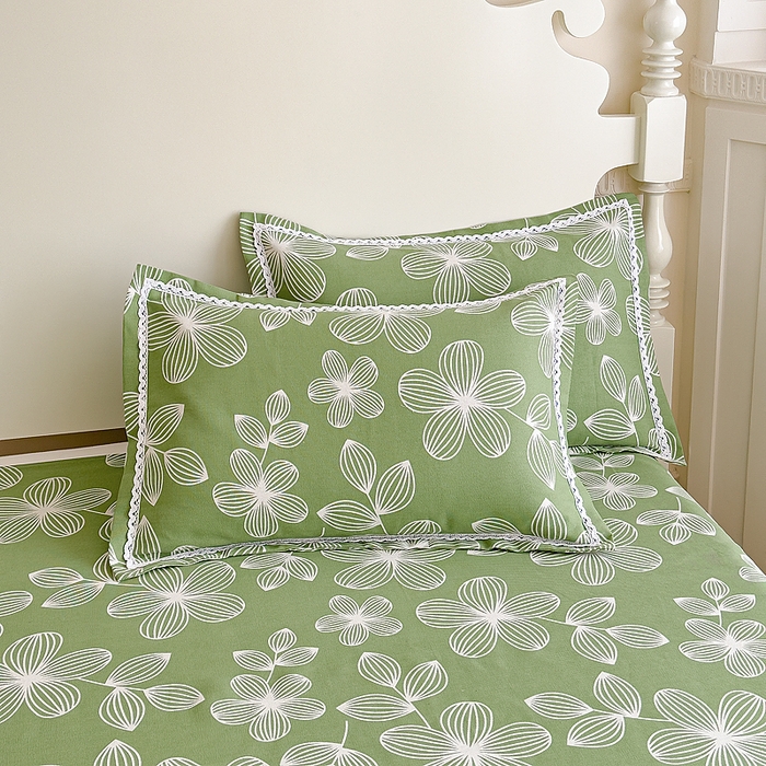 91家纺网 家纺一手货源 找家纺 仟网汇 2026新款老粗布蕾丝花边凉席席子三件套（无纺布手提包装） 绿色大花