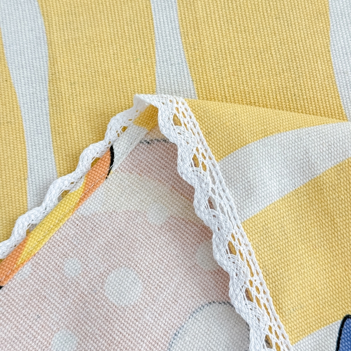 91家纺网 家纺一手货源 找家纺 仟网汇 2026新款老粗布蕾丝花边凉席席子三件套（无纺布手提包装） 橙心兔