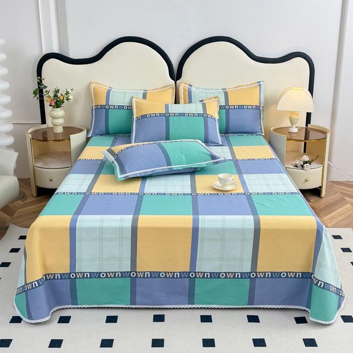 仟网汇 2026新款老粗布蕾丝花边凉席席子三件套（无纺布手提包装） 英伦