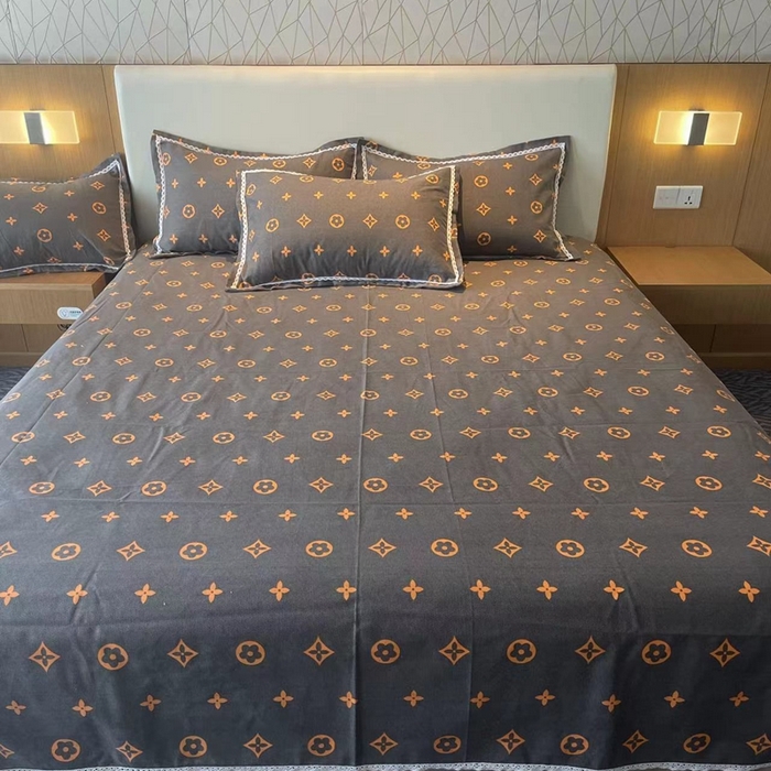 仟网汇 2026新款老粗布蕾丝花边凉席席子三件套（无纺布手提包装） 欧美风尚-棕