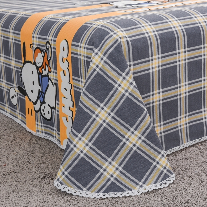 91家纺网 家纺一手货源 找家纺 仟网汇 2026新款老粗布蕾丝花边凉席席子三件套（无纺布手提包装） 萌熊-灰格