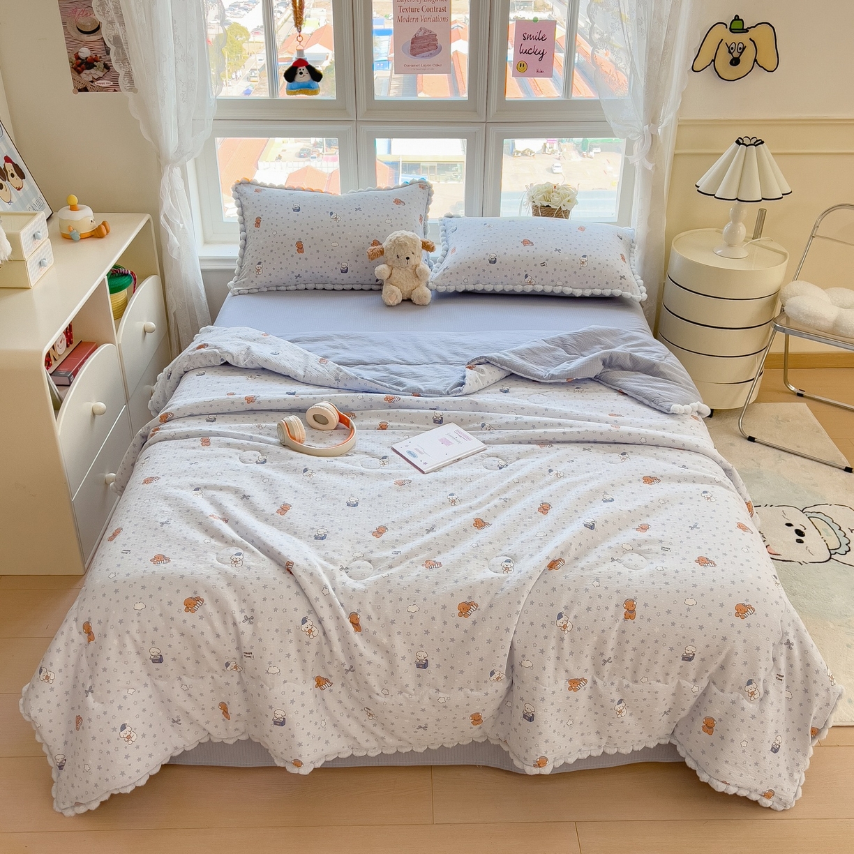 91家纺网 家纺一手货源 找家纺 （总）宝士康家纺 2026新款10A抗菌毛球花边邹邹纱夏被