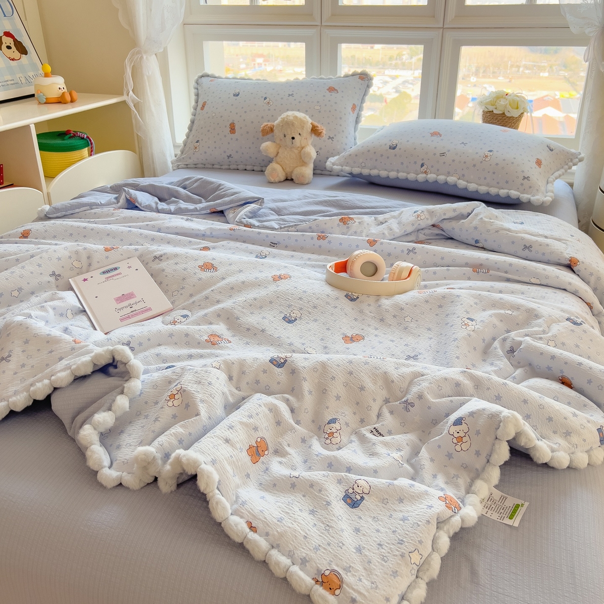 91家纺网 家纺一手货源 找家纺 （总）宝士康家纺 2026新款10A抗菌毛球花边邹邹纱夏被