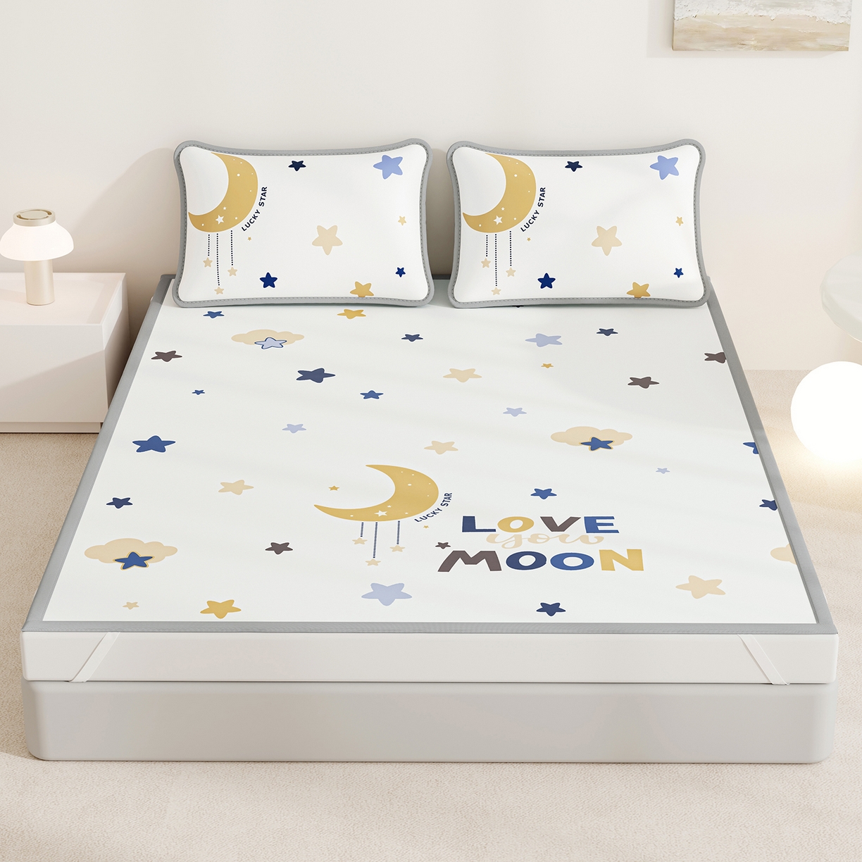 91家纺网 家纺一手货源 找家纺 （总）奇丝雅 2026A类数码印花大版卡通冰丝凉席双人席可机洗学生宿舍空调软席三件套三明治网底