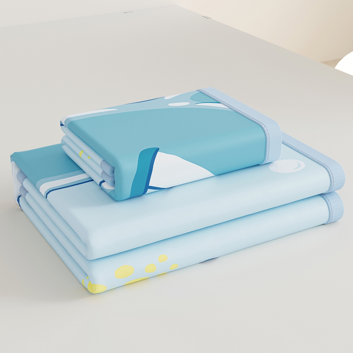 91家纺网 家纺一手货源 找家纺 奇丝雅 2026A类数码印花大版卡通冰丝凉席双人席可机洗学生宿舍空调软席三件套三明治网底 海豚奇遇