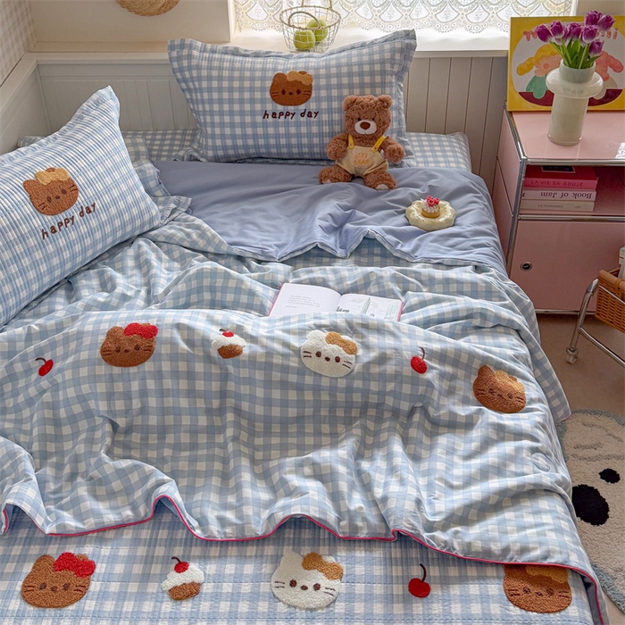 91家纺网 家纺一手货源 找家纺 （总）暖生活 2026新款工艺款全棉水洗棉夏被四件套夏凉被空调被