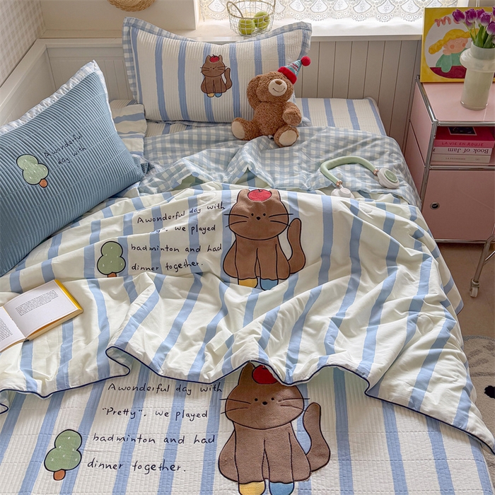 91家纺网 家纺一手货源 找家纺 （总）暖生活 2026新款工艺款全棉水洗棉夏被四件套夏凉被空调被