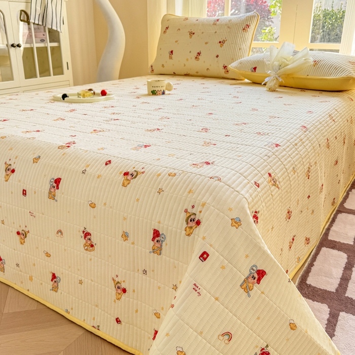 91家纺网 家纺一手货源 找家纺 （总）晓时候 2026新款双层纱印花单床盖床盖单件单品床盖