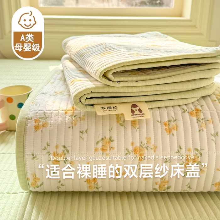 91家纺网 家纺一手货源 找家纺 （总）晓时候 2026新款双层纱印花单床盖床盖单件单品床盖