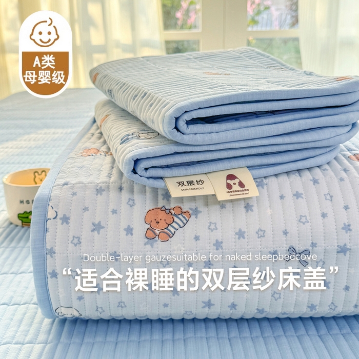 91家纺网 家纺一手货源 找家纺 （总）晓时候 2026新款双层纱印花单床盖床盖单件单品床盖