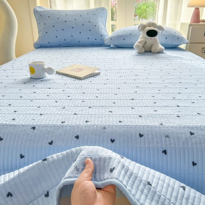 91家纺网 家纺一手货源 找家纺 晓时候 2026新款双层纱印花单床盖床盖单件单品床盖 小确幸