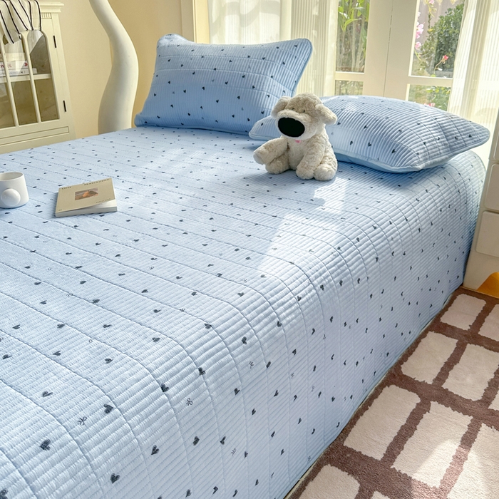 91家纺网 家纺一手货源 找家纺 晓时候 2026新款双层纱印花单床盖床盖单件单品床盖 小确幸