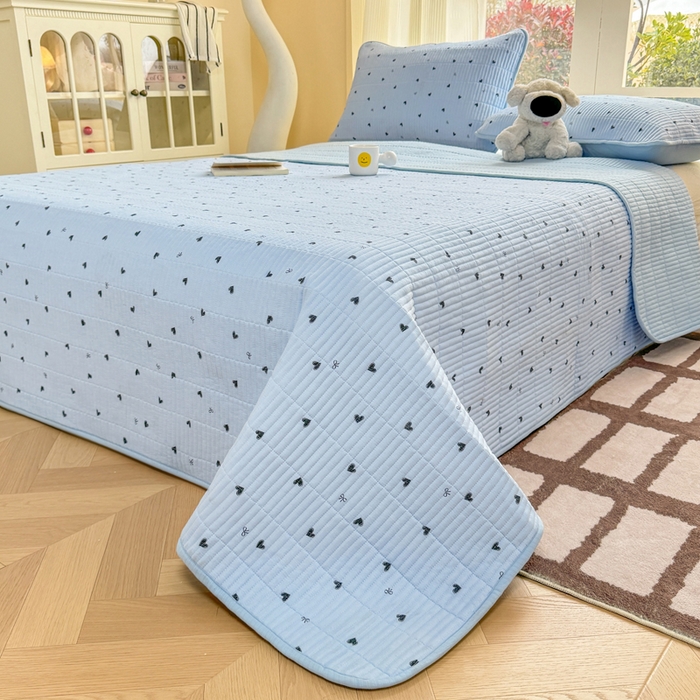 91家纺网 家纺一手货源 找家纺 晓时候 2026新款双层纱印花单床盖床盖单件单品床盖 小确幸